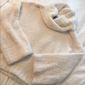EXPRESS white “furry” turtleneck sweater